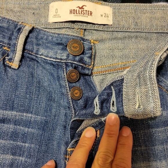 Hollister button Up Fly Distressed bermudas shorts Sz 24 - Picture 3 of 6